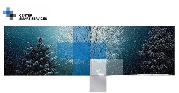 Weihnachtsgruß des Center Smart Services mit Winterlandschaft